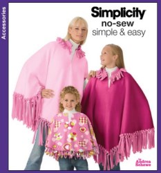 3981 NO SEW MS 10-16, GIRLS FLEECE PONCHO FRINGE PATTERN